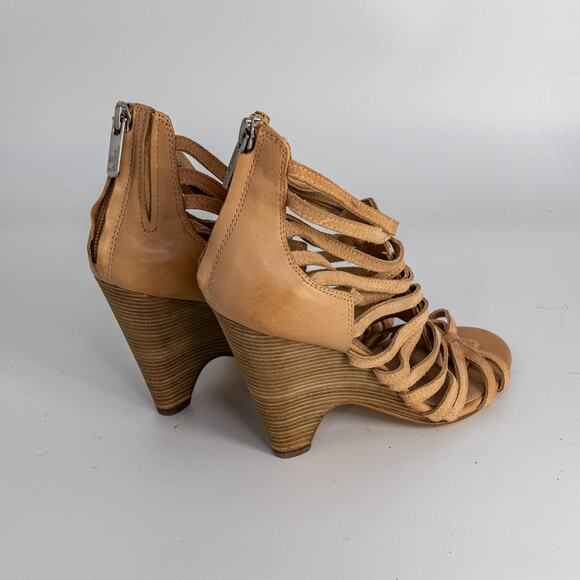 Belle Sigerson Morrison Wedge Sandals Tan Leather Gladiator US 6 EUC - Picture 7 of 14